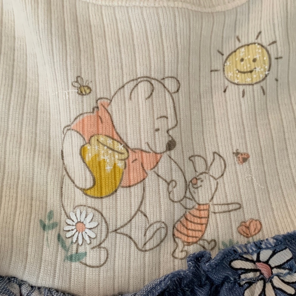 Disney Baby 0-3 months Blue and White Kids Outfit Set Winnie and Piglet - Picture 3 of 7